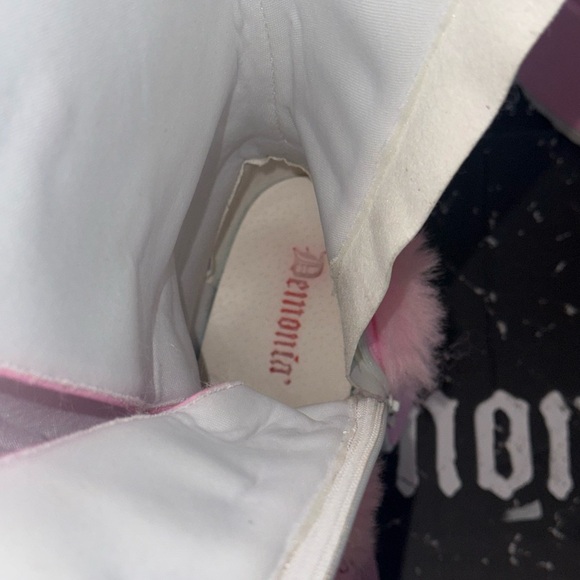 Demonia Pink Heeled Boots with Plush Trim confortable - Picture 5 of 6